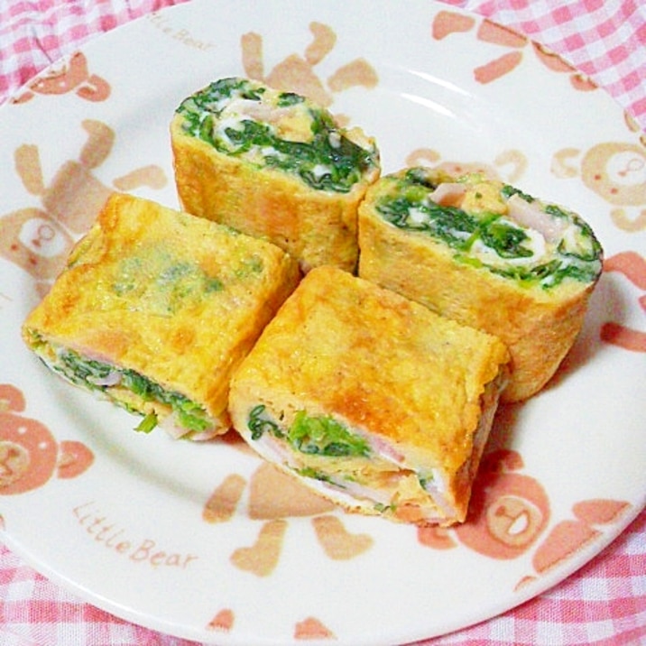 お弁当に*ほうれん草とハムの洋風卵焼き